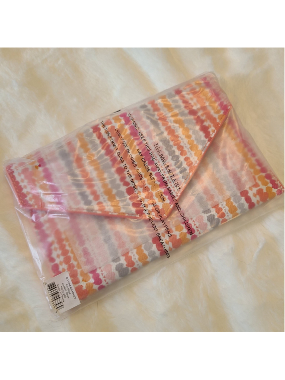 NEW Vera Bradley Tech Envelope in Confetti Stripes Pink, Peach,Orange - Picture 2 of 8